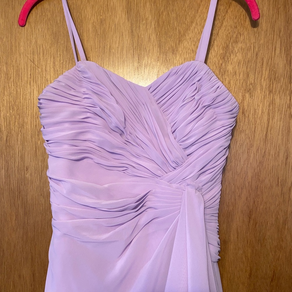 Lavender, worn once, had altered, I’m 5’4 and wore 4 inch heels